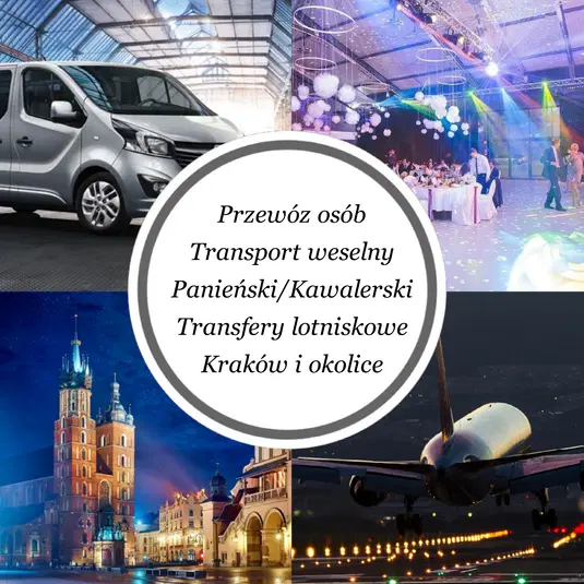  Przewóz osób Kraków, transport weselny, wieczór panieński/kawalerski, transfery lotniskowe, okolice Krakowa, usługi transportowe, wynajem busów, transport VIP, profesjonalny kierowca, komfortowy transfer. 