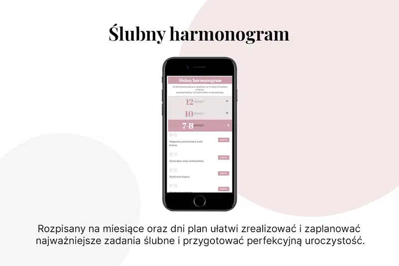  Planowanie ślubu na telefonie – harmonogram zadań ślubnych, organizacja i przygotowanie uroczystości. 