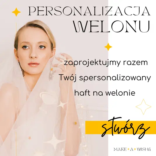  Personalizacja welonu, spersonalizowany haft, projektowanie welonu, Make a Wish 