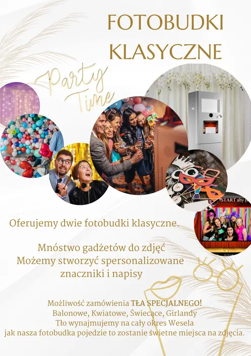 Fotobudki klasyczne na imprezy i wesela z gadżetami do zdjęć i personalizowanymi napisami