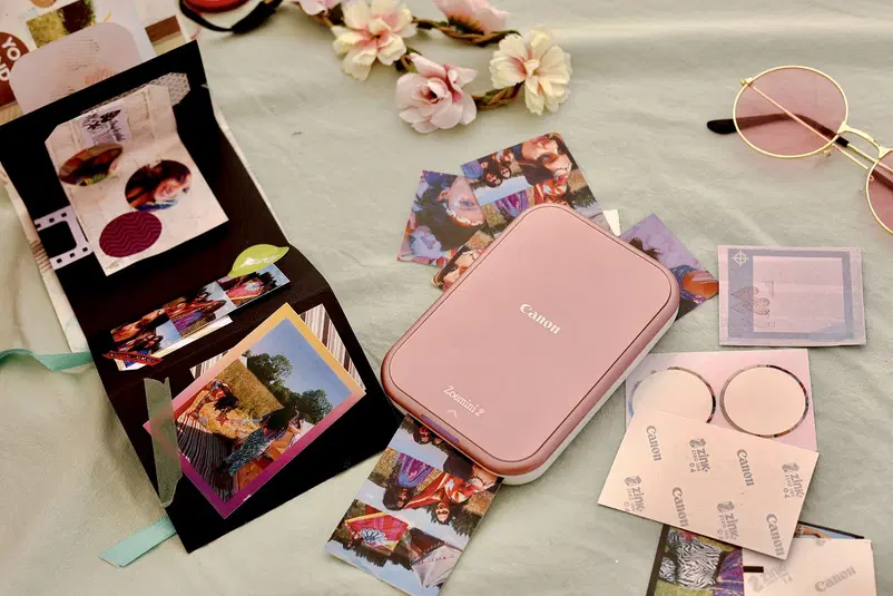  Fotoprint - przenośna drukarka Canon Zoemini, zdjęcia, album, okulary, kwiaty, personalizacja wspomnień. 